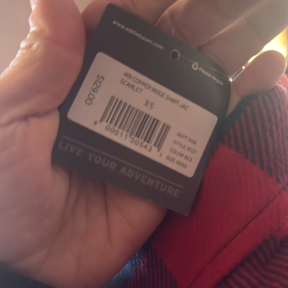 NWT thick size XS Eddie Bauer Red and Black Plaid Button-Up Shirt/jacket - Picture 5 of 5